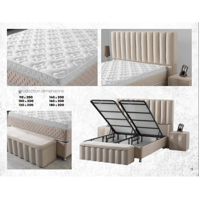 Atlanta | Boxspring met opbergruimte | 90×200 tot 220×220 | Taupe | Meerdere kleuren beschikbaar