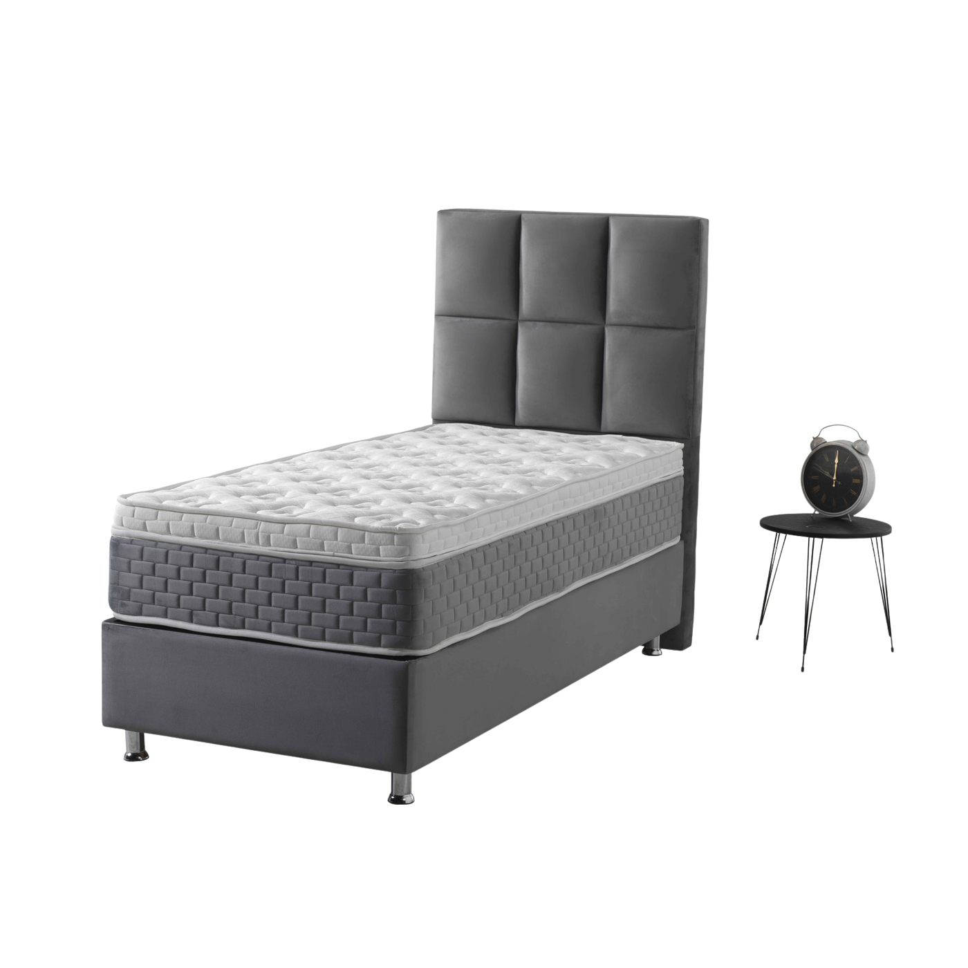 Ancona | Boxspring met opbergruimte | 90×200 tot 220×220 | Antraciet/Grijs | Meerdere kleuren beschikbaar