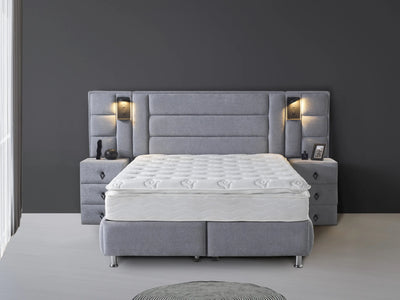 VENETIA | Box spring | Grey | Wide HB | 140×200 to 200×200 | l