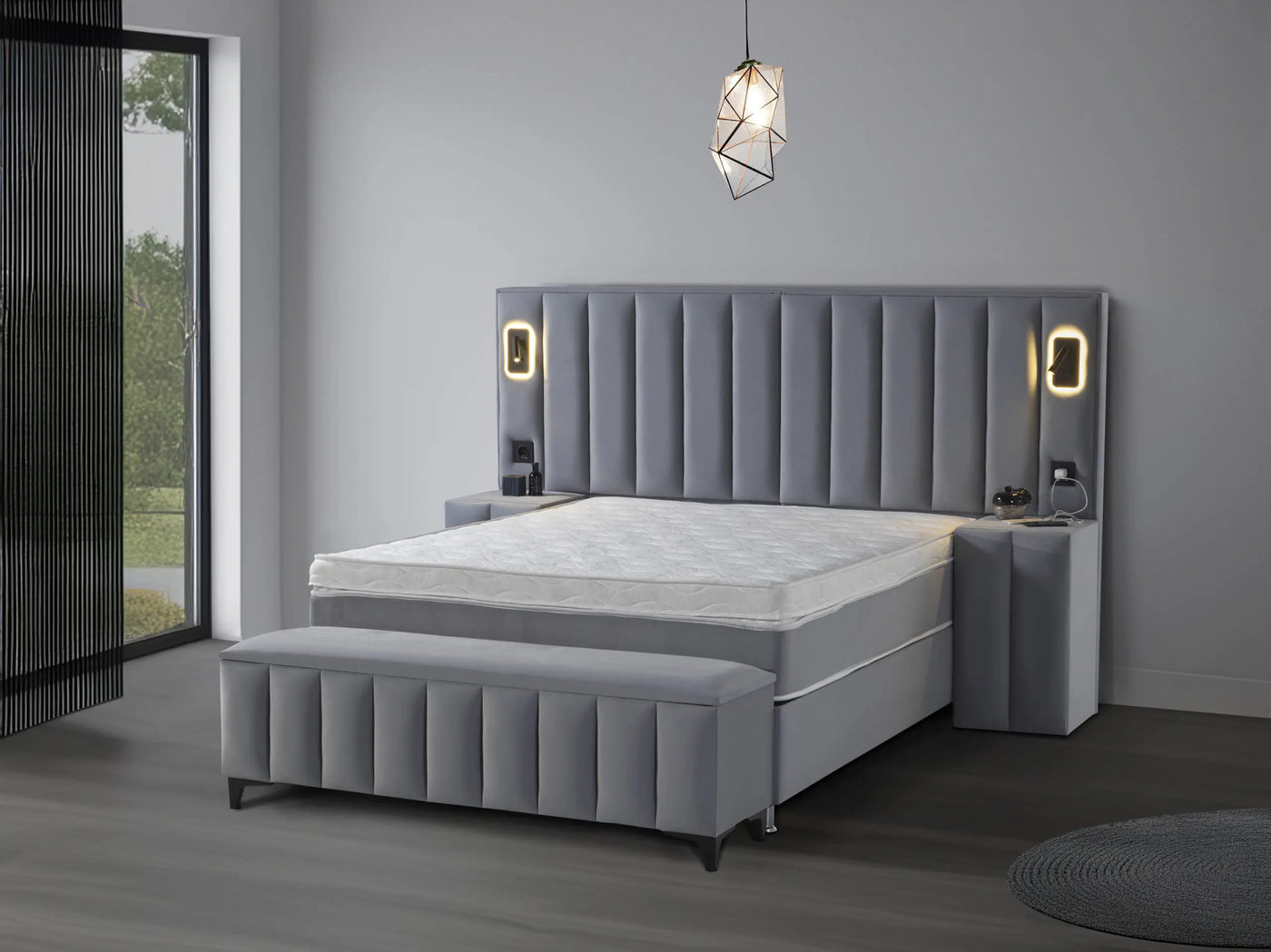 ATLANTIS | Boxspring | Grijs | Breed HB | 140×200 tot 200×200 | Moderne uitstraling