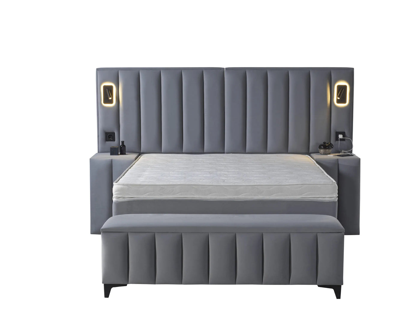ATLANTIS | Boxspring | Grijs | Breed HB | 140×200 tot 200×200 | Moderne uitstraling