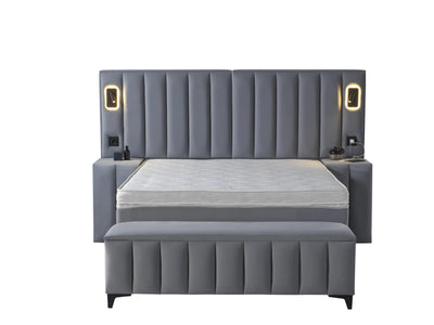 ATLANTIS | Boxspring | Grijs | Breed HB | 140×200 tot 200×200 | Moderne uitstraling