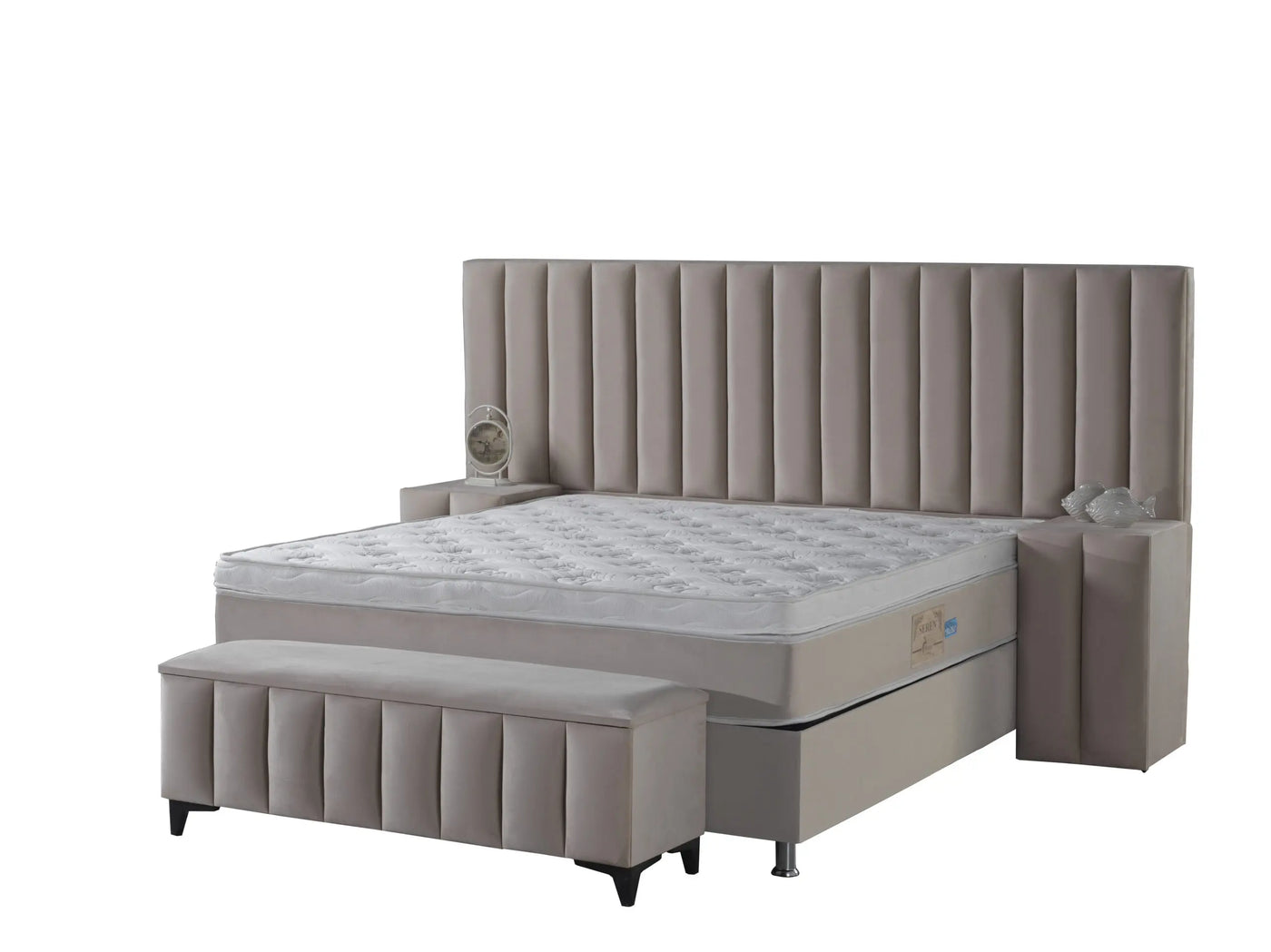 ATLANTA | Boxspring met opbergruimte | 140×200 tot 200×220 | Beige | Breed HB | Meerdere kleuren beschikbaar