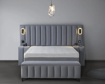 ATLANTIS | Boxspring | Grijs | Breed HB | 140×200 tot 200×200 | Moderne uitstraling