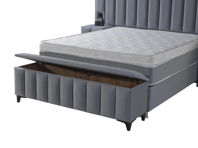 ATLANTIS | Boxspring | Grijs | Breed HB | 140×200 tot 200×200 | Moderne uitstraling