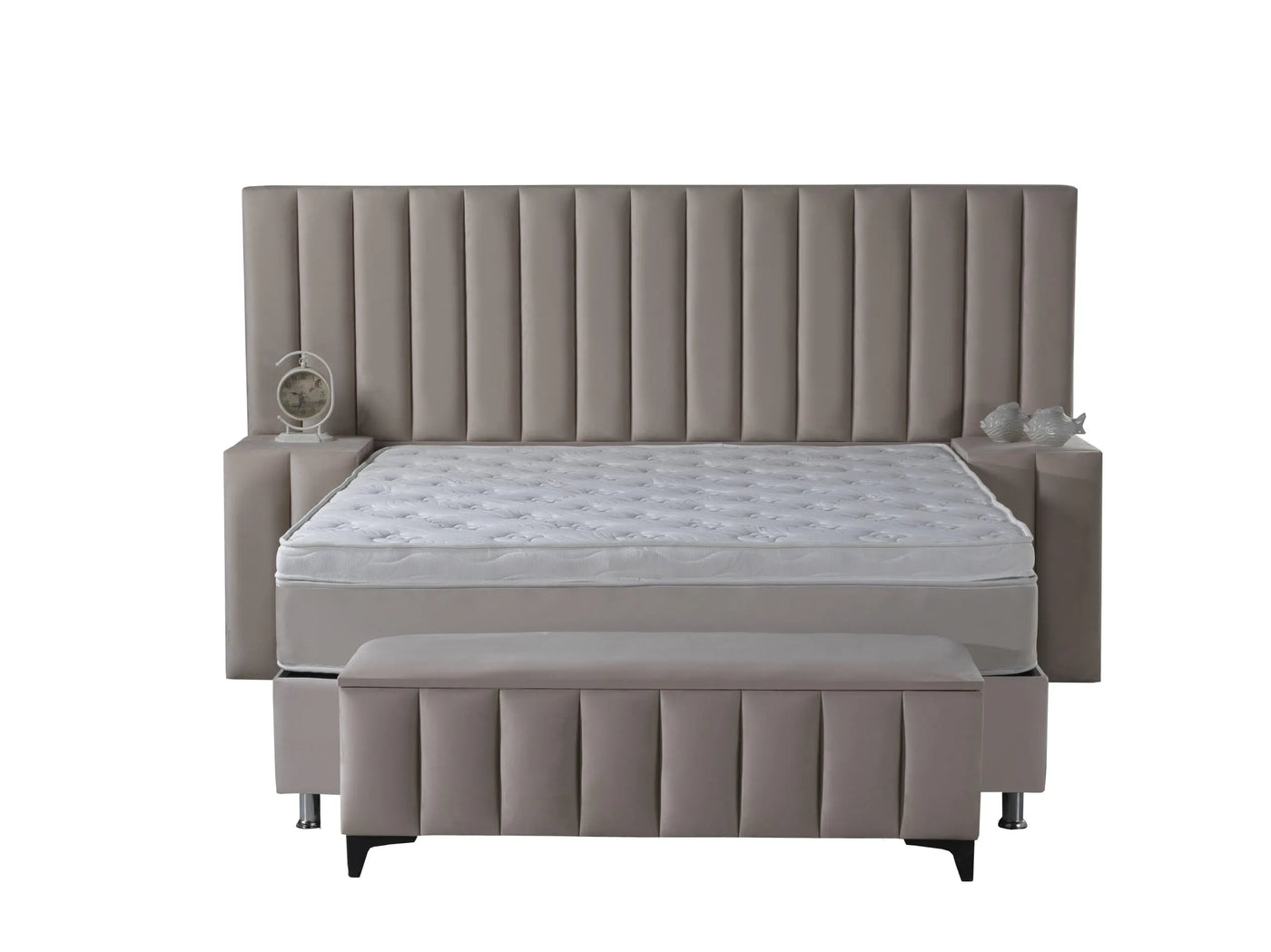 ATLANTA | Boxspring met opbergruimte | 140×200 tot 200×220 | Beige | Breed HB | Meerdere kleuren beschikbaar