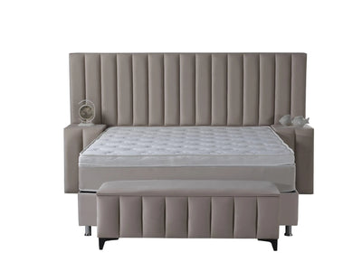 ATLANTA | Boxspring met opbergruimte | 140×200 tot 200×220 | Beige | Breed HB | Meerdere kleuren beschikbaar