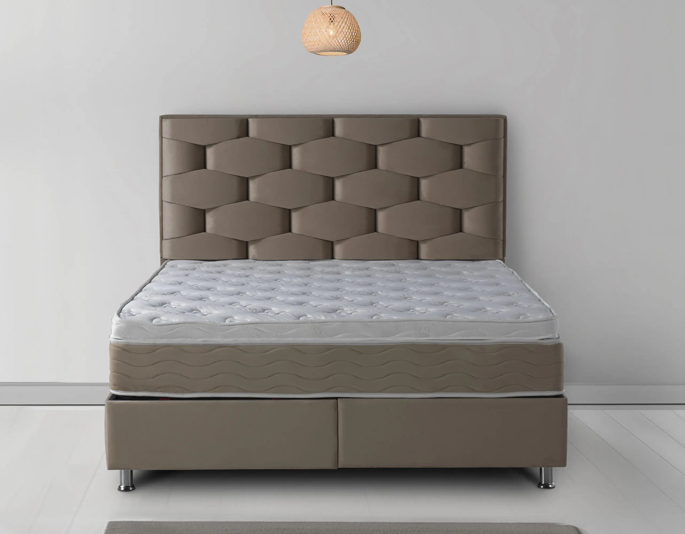 HONEY Velvet lichtbruin | Boxspring met Opbergruimte | Nu in de Uitverkoop