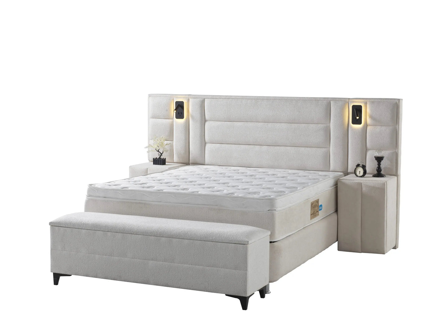 SOFIA | Boxspring | Beige/Off-white | 140×200 to 200×200 | Wide HB | Various colours and sizes available