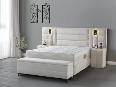 SOFIA | Boxspring | Beige/Off-white | 140×200 to 200×200 | Wide HB | Various colours and sizes available