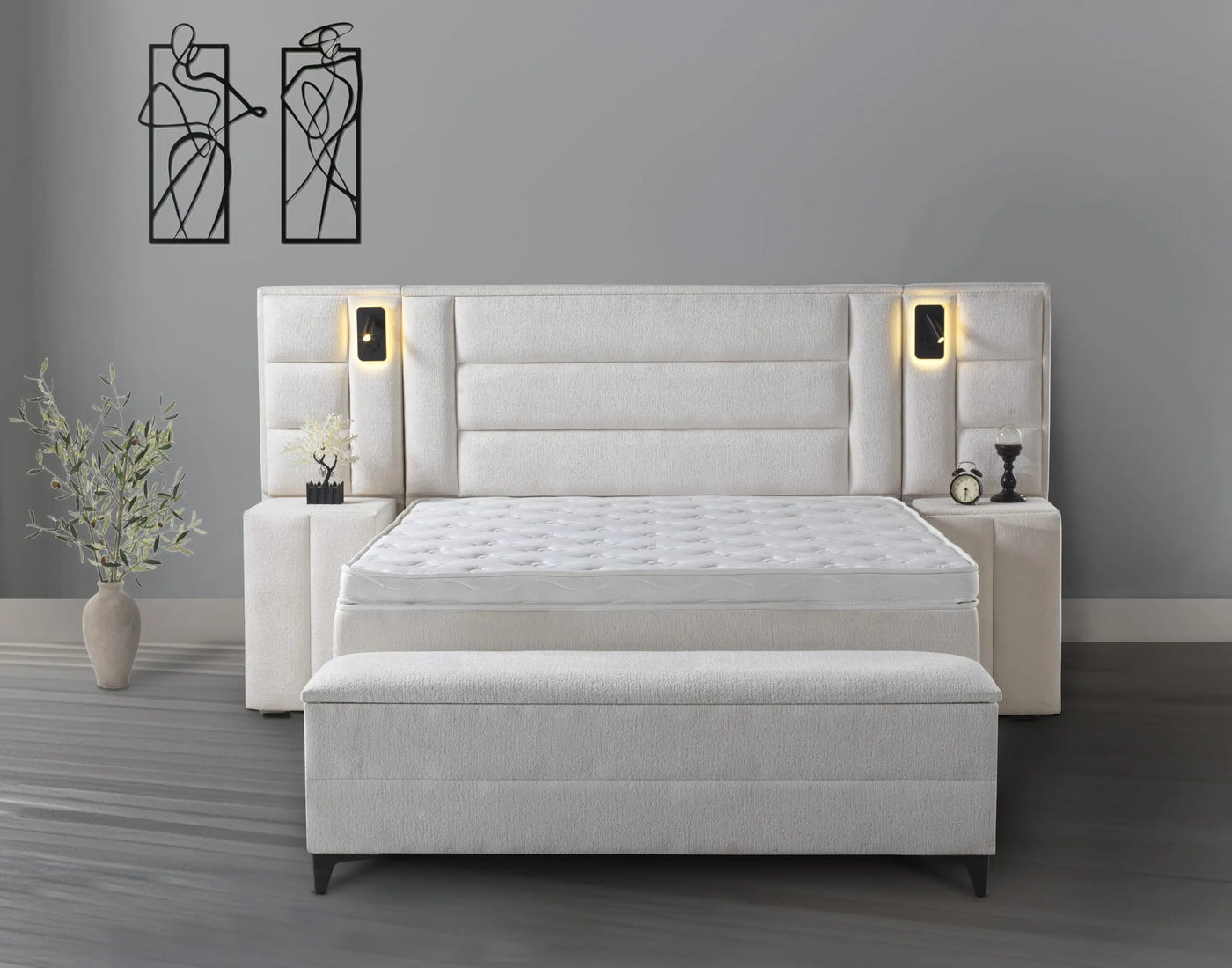 SOFIA | Boxspring | Beige/Off-white | 140×200 to 200×200 | Wide HB | Various colours and sizes available