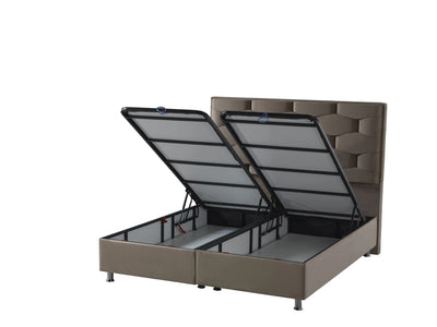 HONEY Velvet lichtbruin | Boxspring met Opbergruimte | Nu in de Uitverkoop