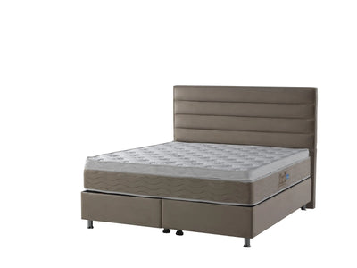 Lory Velvet | Box spring with storage space | taupe/light brown | from 90×200 to 220×200