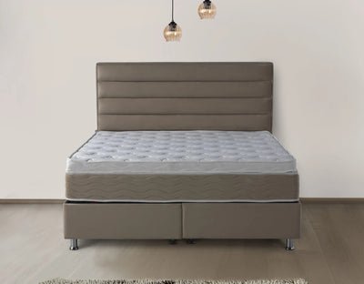 Lory Velvet | Box spring with storage space | taupe/light brown | from 90×200 to 220×200
