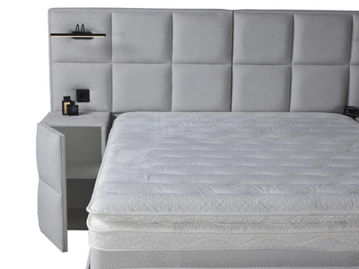 AURA | Boxspring | Off-white | Wide HB | 140×200 to 200×200 | Lamps and socket with USB input and charger input | Various sizes available
