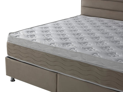 Lory Velvet | Box spring with storage space | taupe/light brown | from 90×200 to 220×200