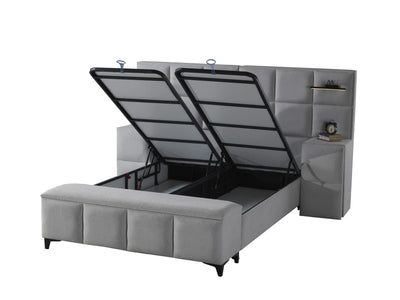 AURA | Boxspring | Off-white | Wide HB | 140×200 to 200×200 | Lamps and socket with USB input and charger input | Various sizes available