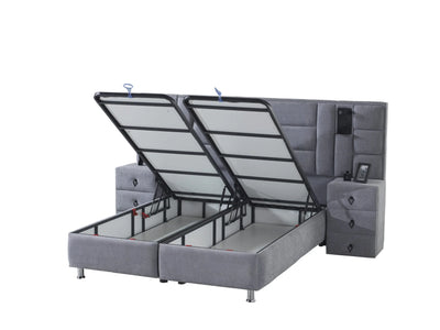 VENETIA | Box spring | Grey | Wide HB | 140×200 to 200×200 | l