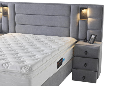 VENETIA | Box spring | Grey | Wide HB | 140×200 to 200×200 | l