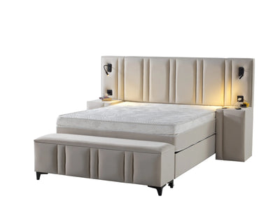 SHERATON | Boxspring | Beige | 140×200 to 200×200 | Luxurious classic design