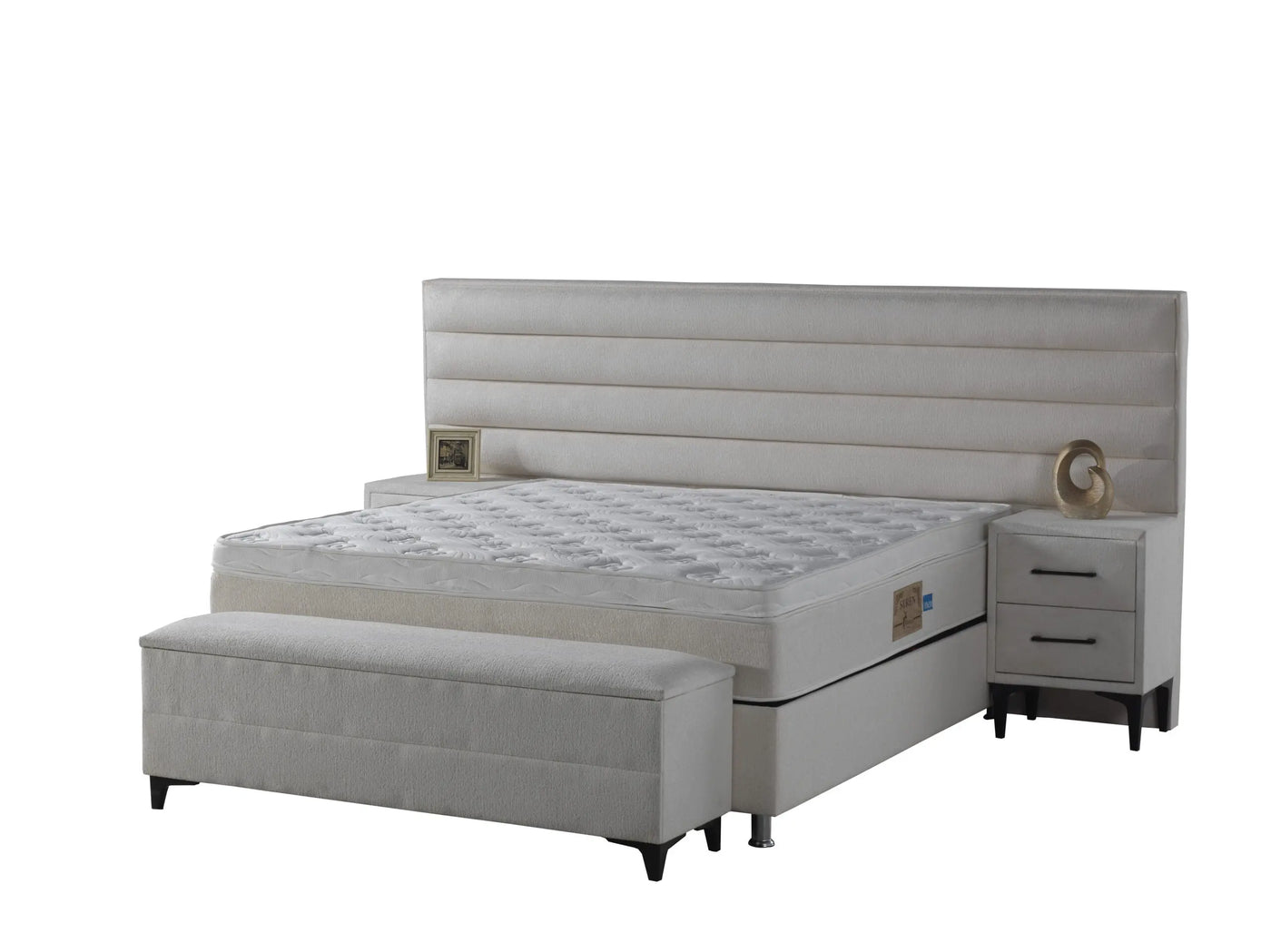 Lory | Box spring with storage space | 140×200 to 200×200 | White | Wide HB | Multiple colours available