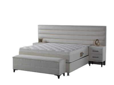 Lory | Box spring with storage space | 140×200 to 200×200 | White | Wide HB | Multiple colours available