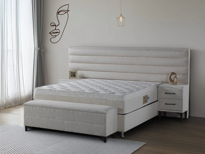 Lory | Box spring with storage space | 140×200 to 200×200 | White | Wide HB | Multiple colours available