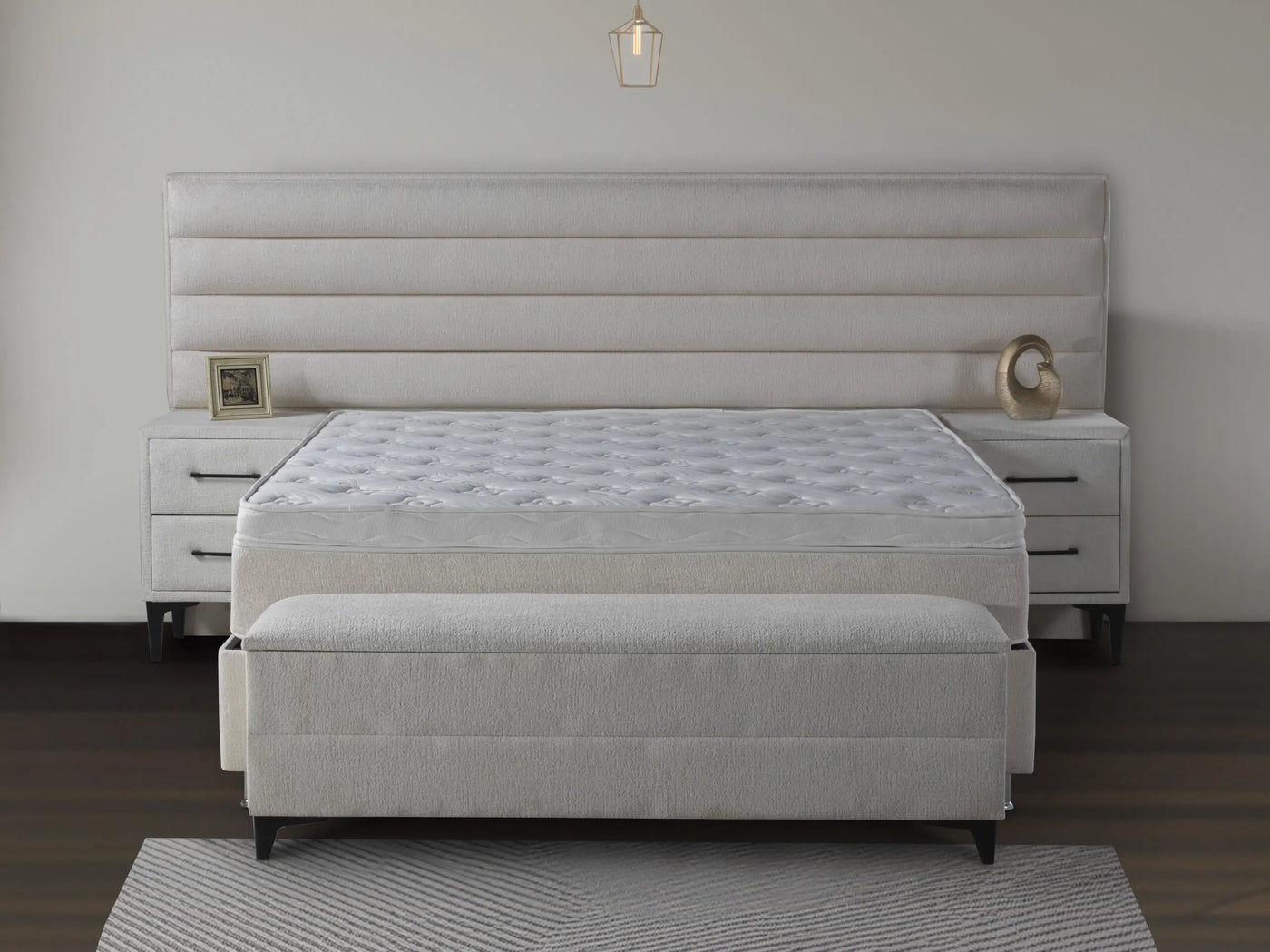 Lory | Box spring with storage space | 140×200 to 200×200 | White | Wide HB | Multiple colours available