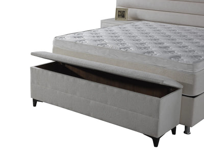 Lory | Box spring with storage space | 140×200 to 200×200 | White | Wide HB | Multiple colours available