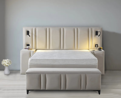 SHERATON | Boxspring | Beige | 140×200 to 200×200 | Luxurious classic design