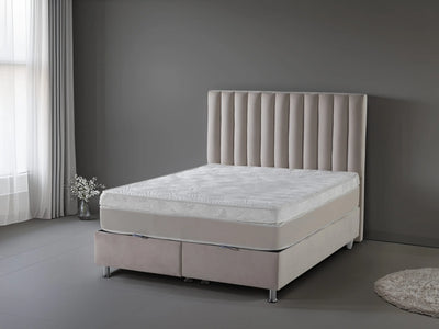 ATLANTA Beige hoofdbord gelijklopend met bed | Luxe Boxspring Sale | Verschillende afmetingen