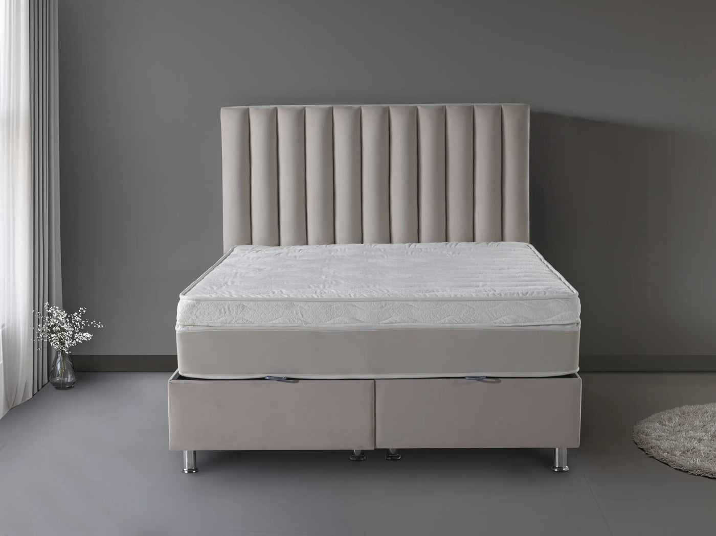 ATLANTA Beige hoofdbord gelijklopend met bed | Luxe Boxspring Sale | Verschillende afmetingen