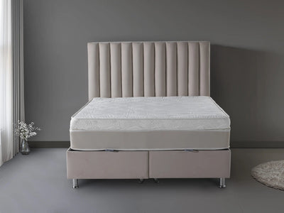 ATLANTA Beige hoofdbord gelijklopend met bed | Luxe Boxspring Sale | Verschillende afmetingen
