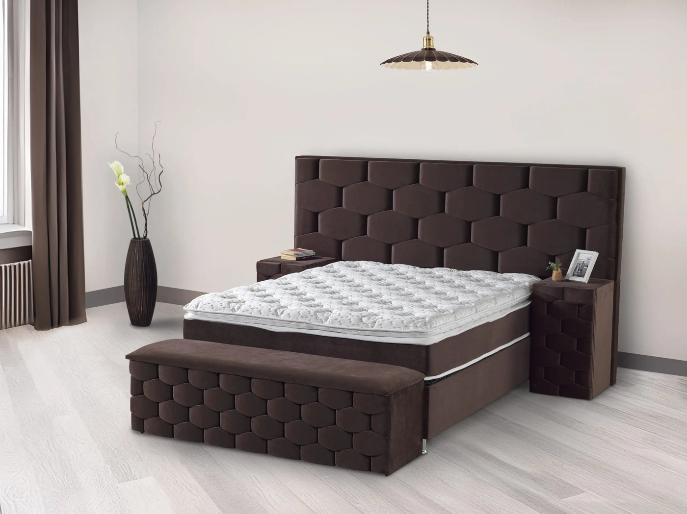 HONEY Velvet brown | Box spring | Brown | Wide HB | 140×200 to 200×200 |