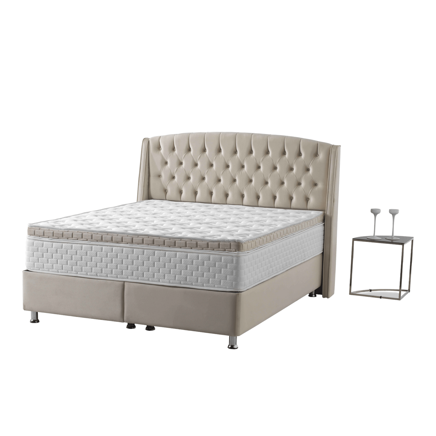 Rimini | Box spring with storage space | 140×200 to 180×200 | Beige | Multiple colours available 