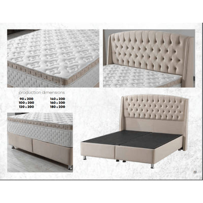 Rimini | Box spring with storage space | 140×200 to 180×200 | Beige | Multiple colours available 