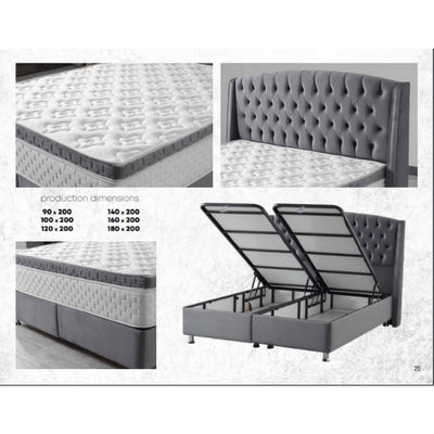 Rimini | Box spring with storage space | 140×200 to 180×200 | Grey | Multiple colours available