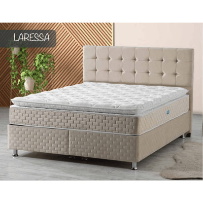 Larissa | Boxspring met opbergruimte | 90×200 tot 180×200 | Beige / gebroken wit | Meerdere kleuren beschikbaar