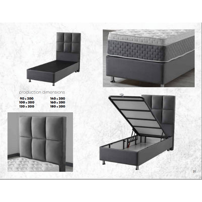 Ancona | Boxspring met opbergruimte | 90×200 tot 220×220 | Antraciet/Grijs | Meerdere kleuren beschikbaar