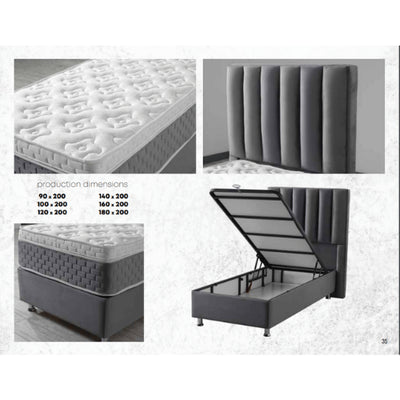 Atlanta | Boxspring met opbergruimte | 90×200 tot 220×220 | Grijs | Meerdere kleuren beschikbaar