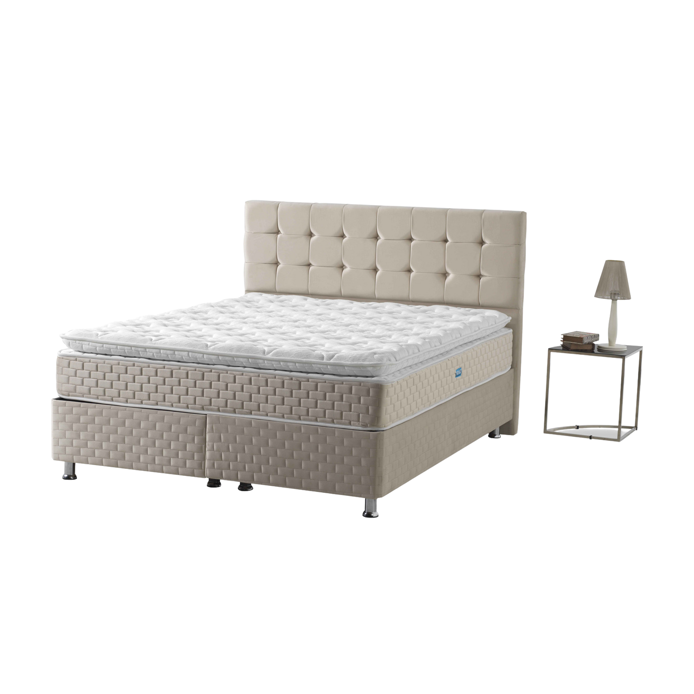 Larissa | Boxspring met opbergruimte | 90×200 tot 180×200 | Beige / gebroken wit | Meerdere kleuren beschikbaar