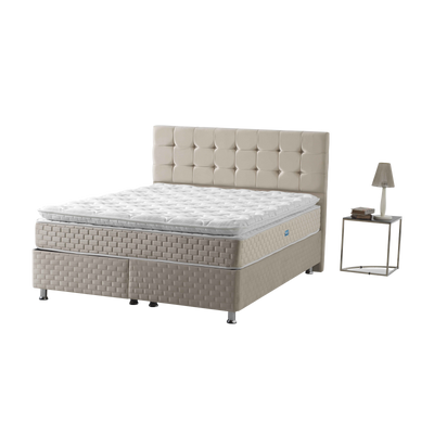Larissa | Boxspring met opbergruimte | 90×200 tot 180×200 | Beige / gebroken wit | Meerdere kleuren beschikbaar
