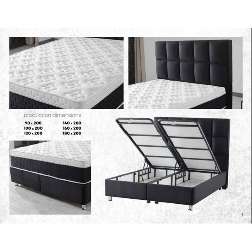 ANCONA Velvet zwart | Boxspring met opbergruimte | 90×200 tot 220×220 | Zwart | Meerdere kleuren beschikbaar