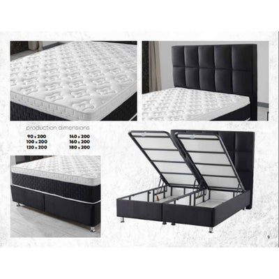 ANCONA Velvet zwart | Boxspring met opbergruimte | 90×200 tot 220×220 | Zwart | Meerdere kleuren beschikbaar