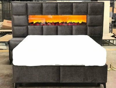 Vulcano | Luxe Boxspring met Open Haard en opbergruimte | 140×200 tot 200×200 | Grijs | Meerdere kleuren beschikbaar