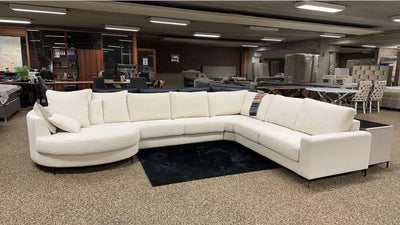 Bella Groot | Hoekbank met ronde lounge | 383x265x140 – Zwart | Meerdere kleuren beschikbaar