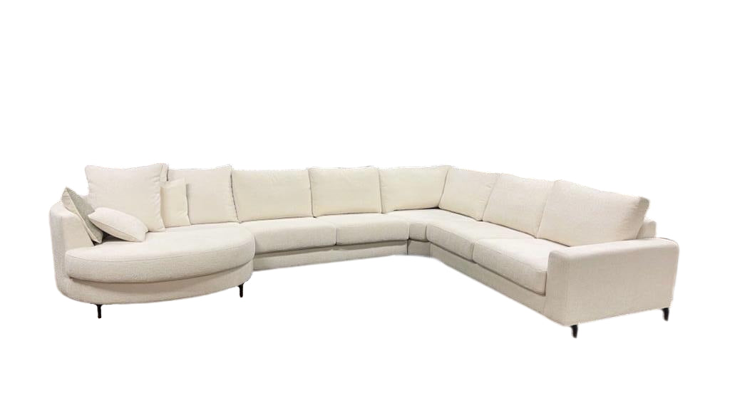 Bella Groot | Hoekbank met ronde lounge | 383x265x140 – Zwart | Meerdere kleuren beschikbaar