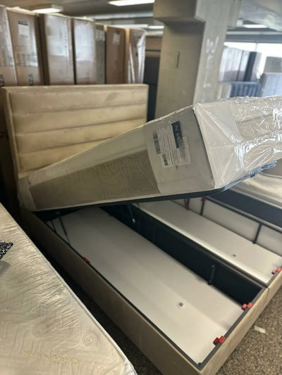 Lory Teddy | Box spring with storage space | 90×200 to 220×220 | Beige | Multiple colours available 