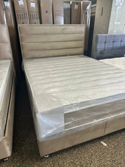 Lory Teddy | Box spring with storage space | 90×200 to 220×220 | Beige | Multiple colours available 