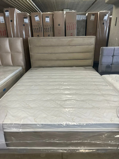 Lory Teddy | Box spring with storage space | 90×200 to 220×220 | Beige | Multiple colours available 